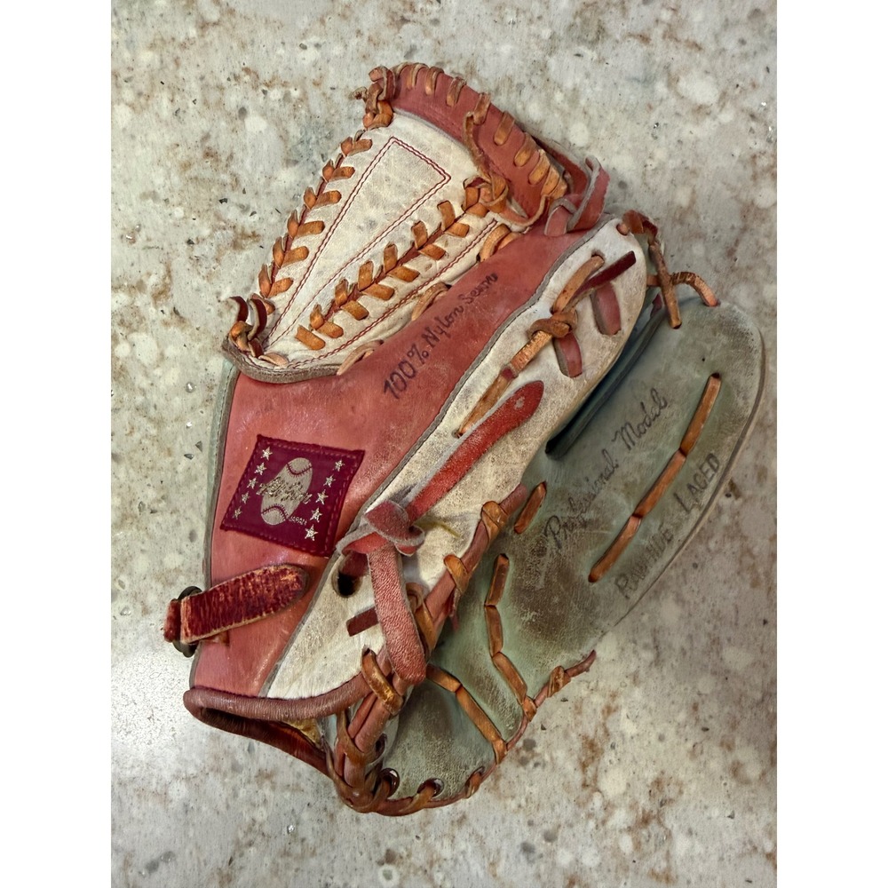 Vintage All Star Japan Baseball‎ Glove FR6000 Jack Adams Zip-Back Red Teal White